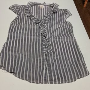 Gray and White capped short sleeved top